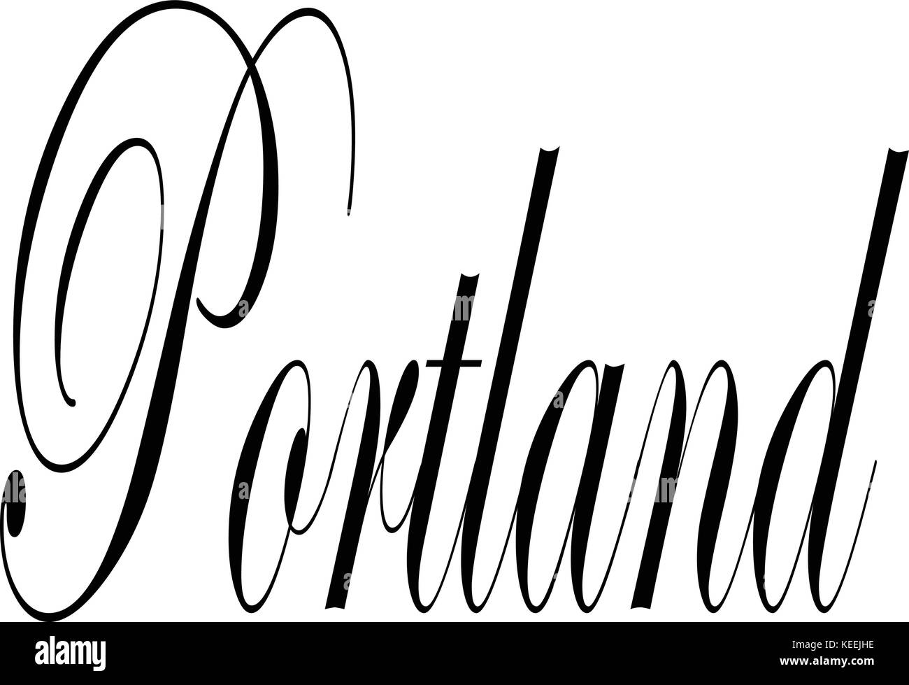 Portland segno di testo figura su sfondo bianco Illustrazione Vettoriale