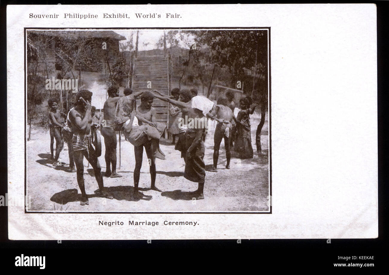 Negrito matrimonio cerimonia. (Cartolina da 1904 Fiera Mondiale) Foto Stock