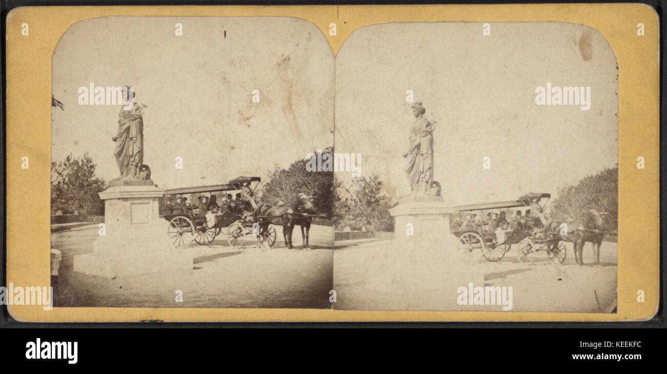 Statua di commercio, Central Park, N.Y, da Robert N. Dennis raccolta di vista stereoscopica 2 Foto Stock