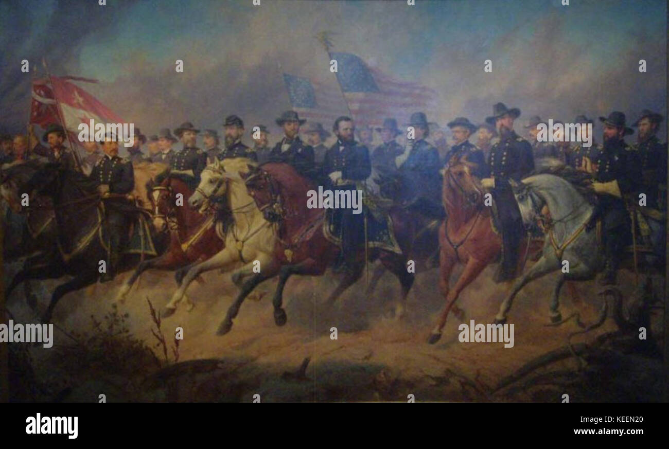 Concessione e suoi generali 1865 dipinta da Ole Peter Hansen divertendo Foto Stock