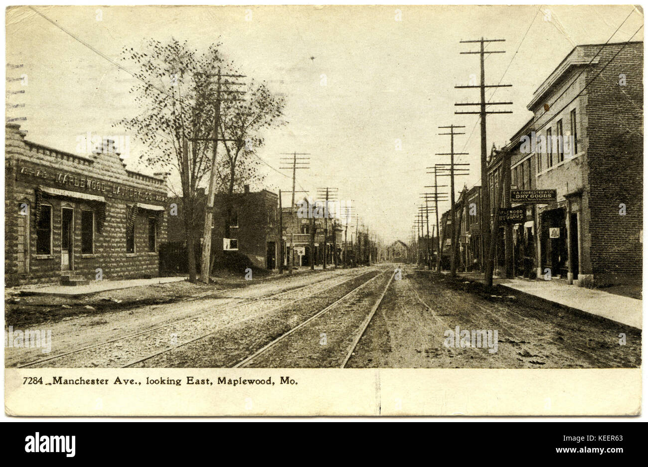 7284 Manchester Ave., guardando ad Est, Maplewood, Mo. Foto Stock