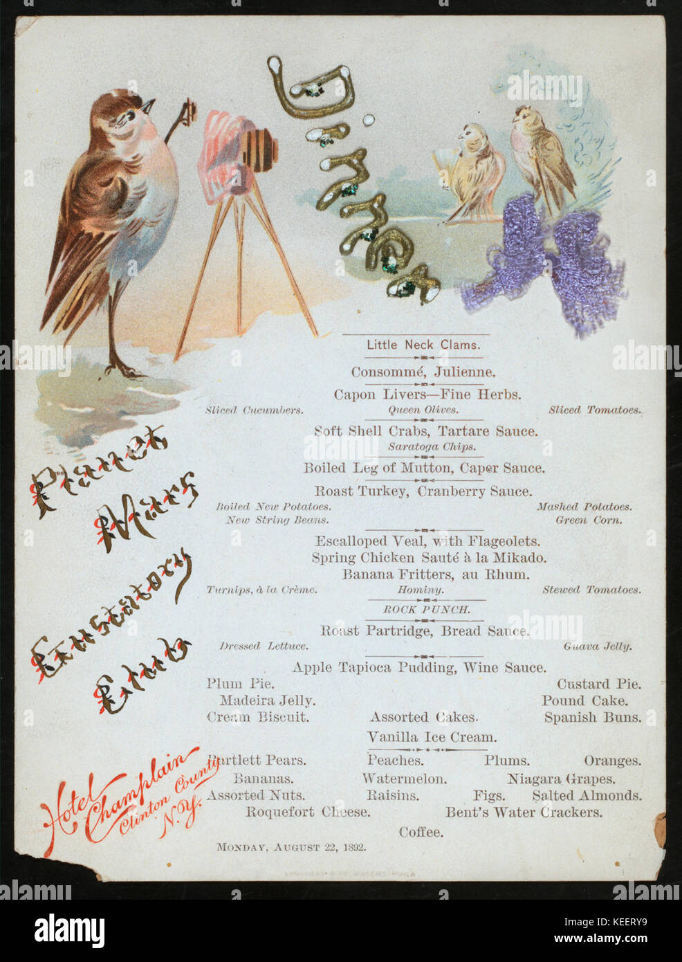 Il pianeta Marte CLUB GUSTATIVA LA CENA (detenute da) HOTEL CHAMPLAIN (a) CLINTON COUNTY, NY (caldo;) (NYPL ADE 270141 474791) Foto Stock