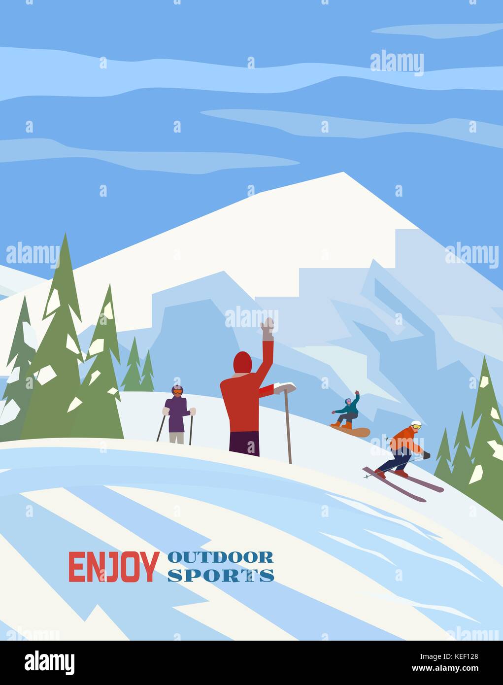 Poster degli sport invernali. Illustrazione Vettoriale