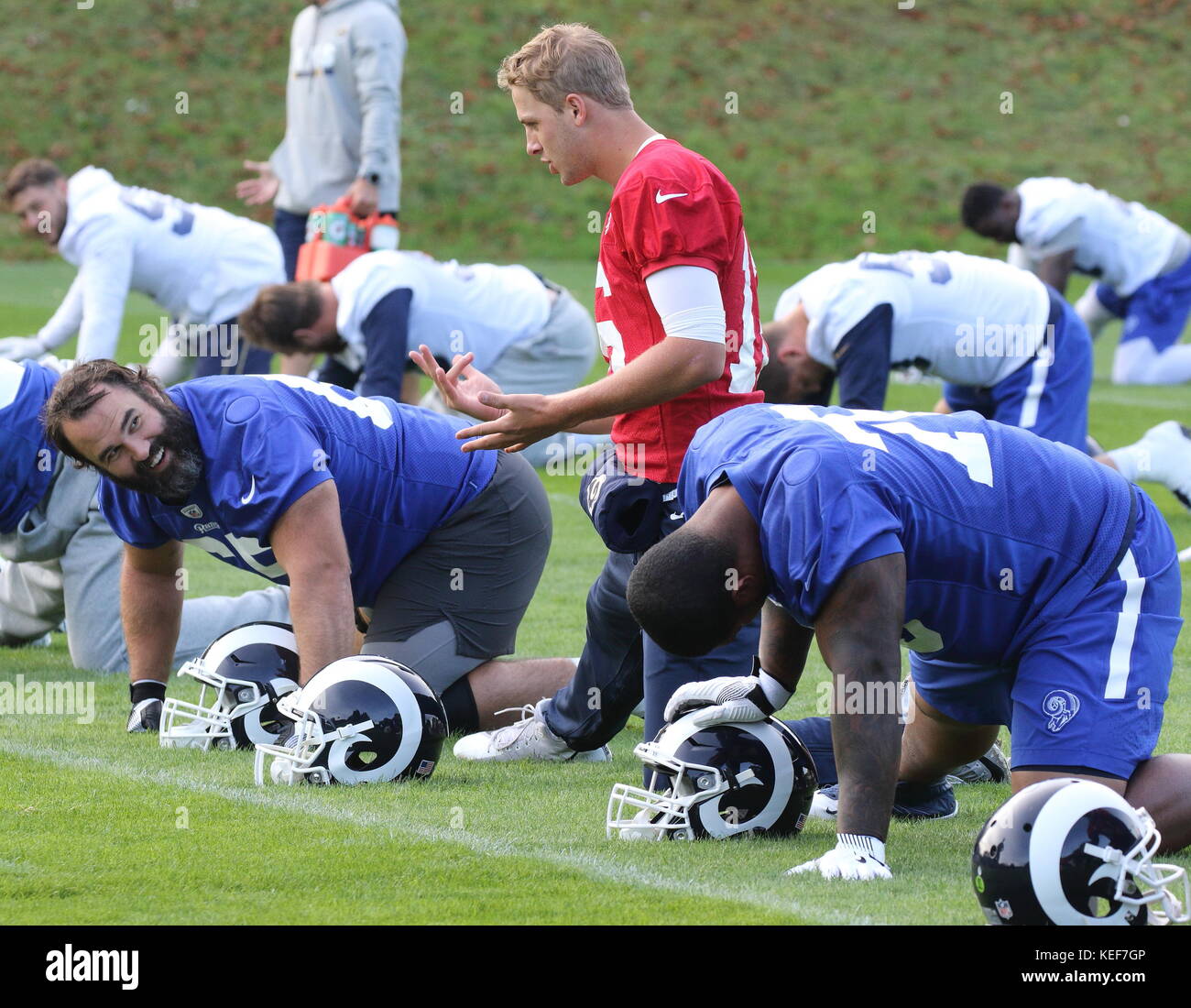 Londra, Regno Unito. Xx oct, 2017. quarterback jared goff presso il Los Angeles rams conferenza stampa e prassi a pennyhill park, Bagshot, davanti a loro nfl uk international series gioco vs Arizona Cardinals a Twickenham Stadium, Londra, UK, 20 ottobre 2017 foto di Keith mayhew credito: keith mayhew/alamy live news Foto Stock