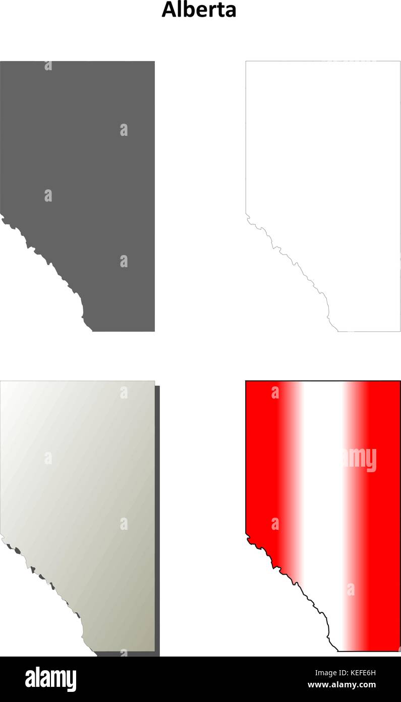 Alberta vuoto mappa di contorno impostato Illustrazione Vettoriale