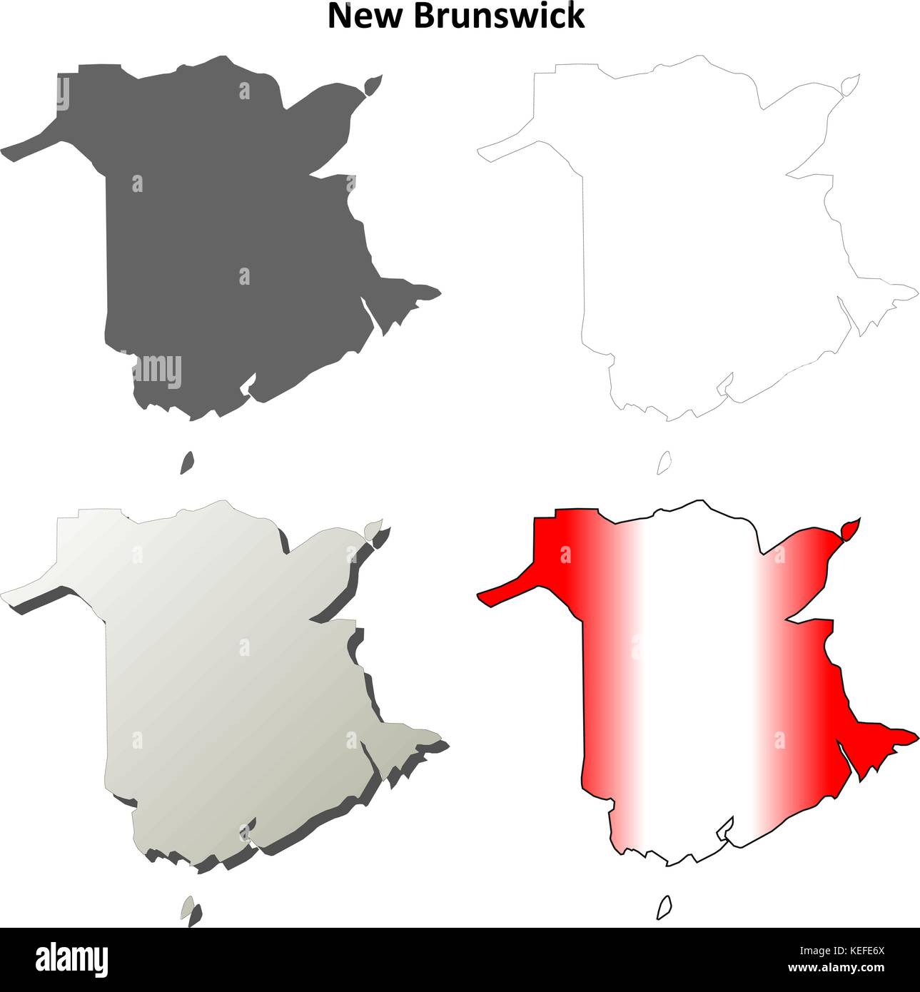 New Brunswick vuoto mappa di contorno impostato Illustrazione Vettoriale