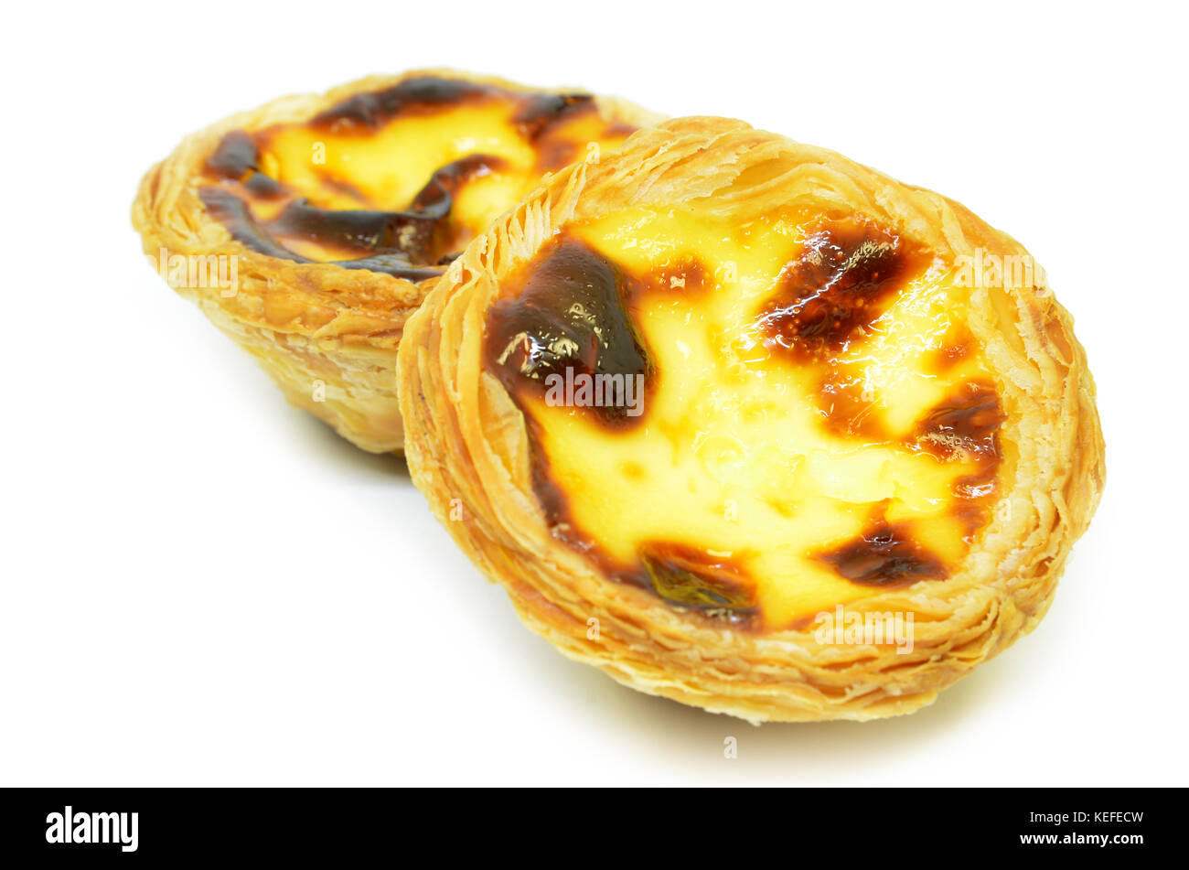 Tipico portoghese torte di crema Pastel de nata o Pastel de Belem Foto Stock