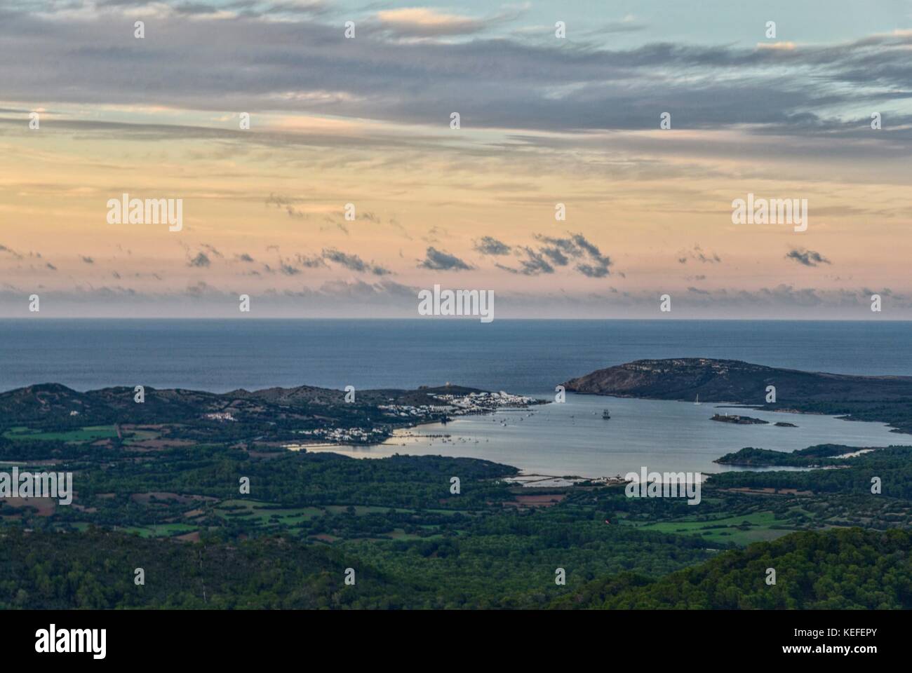 Tramonto al monte toro (el toro) Menorca, Spagna Foto Stock