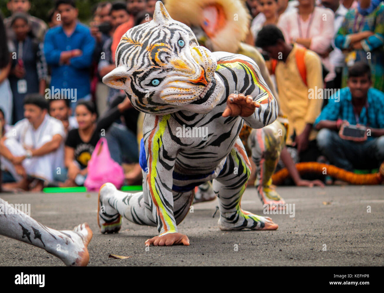 Mangalore dasara tiger dance Foto Stock