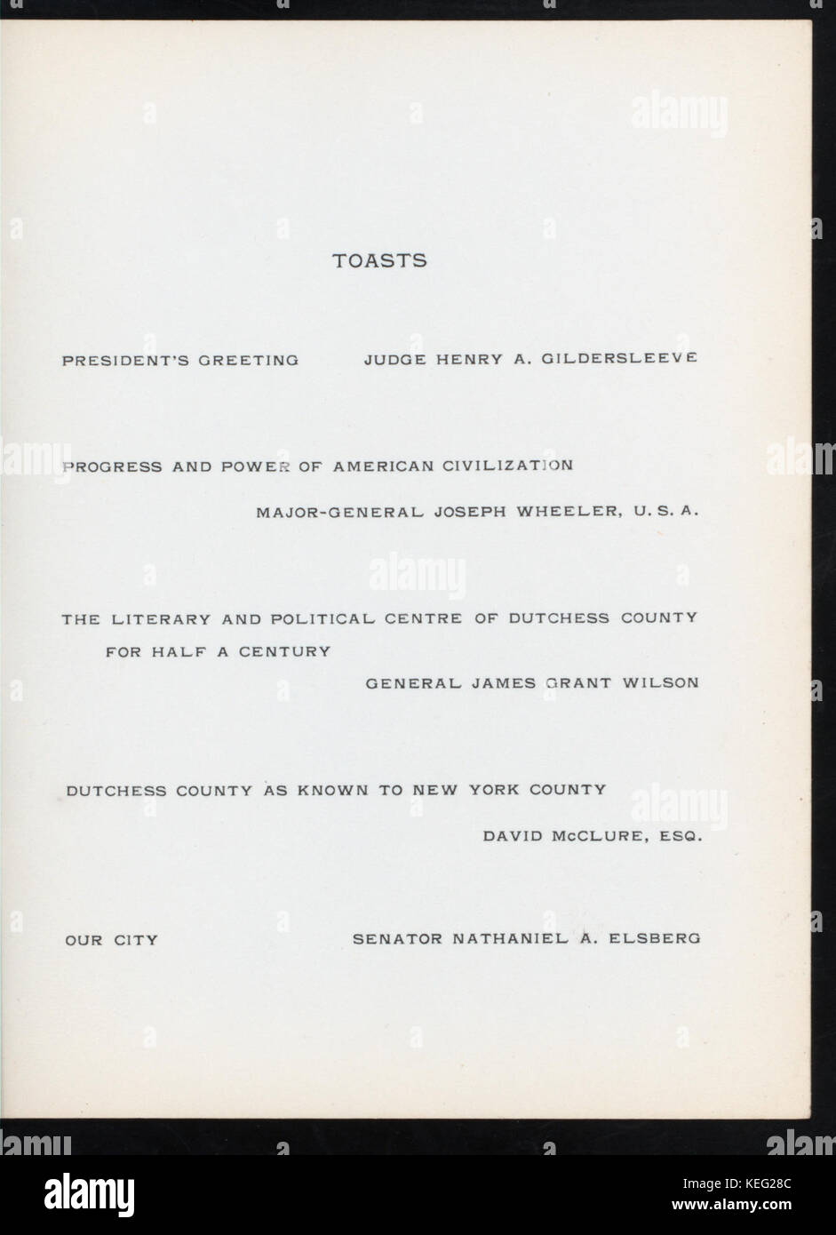 Cena annuale (detenute da) Dutchess County SOCIETÀ DELLA CITTÀ DI NEW YORK (a) DELMONICO'S, NEW YORK, NY (RESTO;) (NYPL ADE 275679 4000012648) Foto Stock