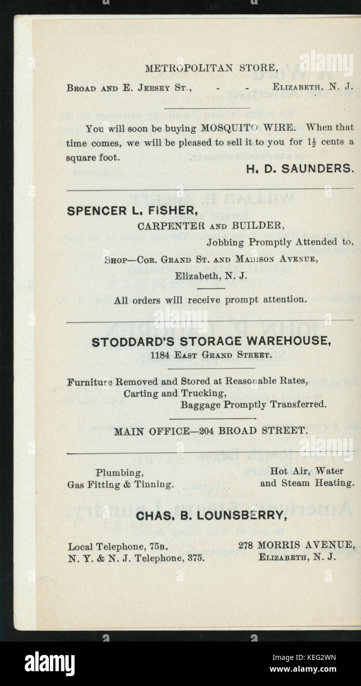 Quinto banchetto annuale (detenute da) CLINTON B.FISK DIVIETO LEAGUE (a) ARCANUM HALL,ELIZABETH,NJ ( Altri,(Sala riunioni); ) (NYPL ADE 275900 4000013019) Foto Stock