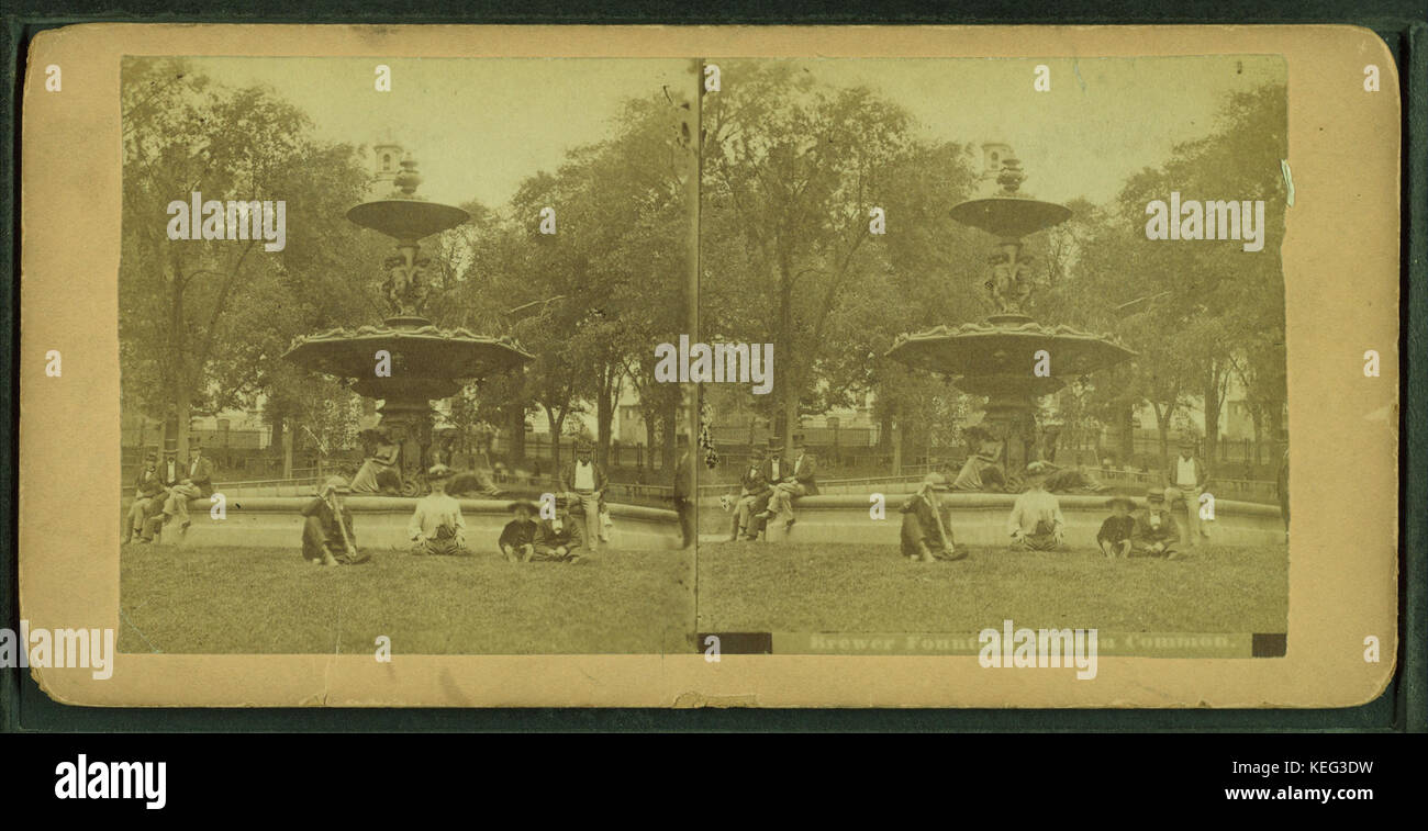 Il birraio e fontana, Boston Common, da Robert N. Dennis raccolta di vista stereoscopica Foto Stock