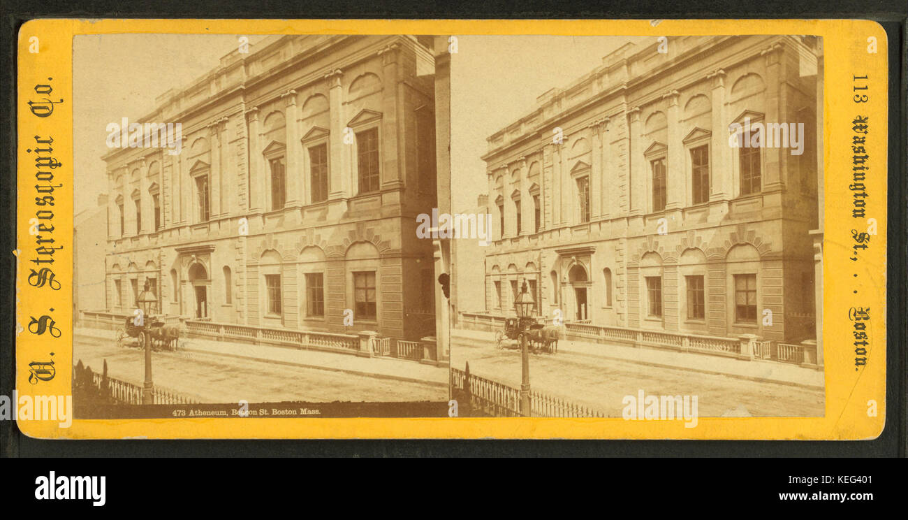 L'Atheneum in Beacon Street, Boston, catturato dalla U.S. Stereoscopic Co, mostra l'architettura storica di questa rinomata istituzione nel cuore di Boston. Foto Stock