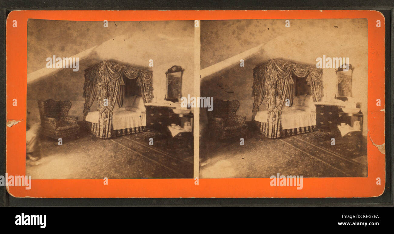 La sig.ra Washington's bed-camera, dove morì, (Maggio 1801). Mount Vernon mansion, da Dillon, Luca C., 1844- Foto Stock