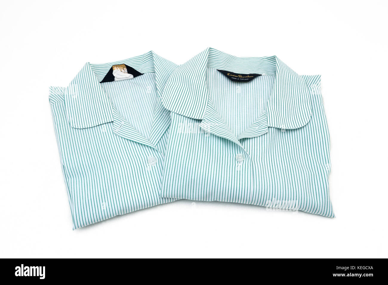 Due Lester Bowden e Verde Pin bianco Stripe camicie Foto Stock