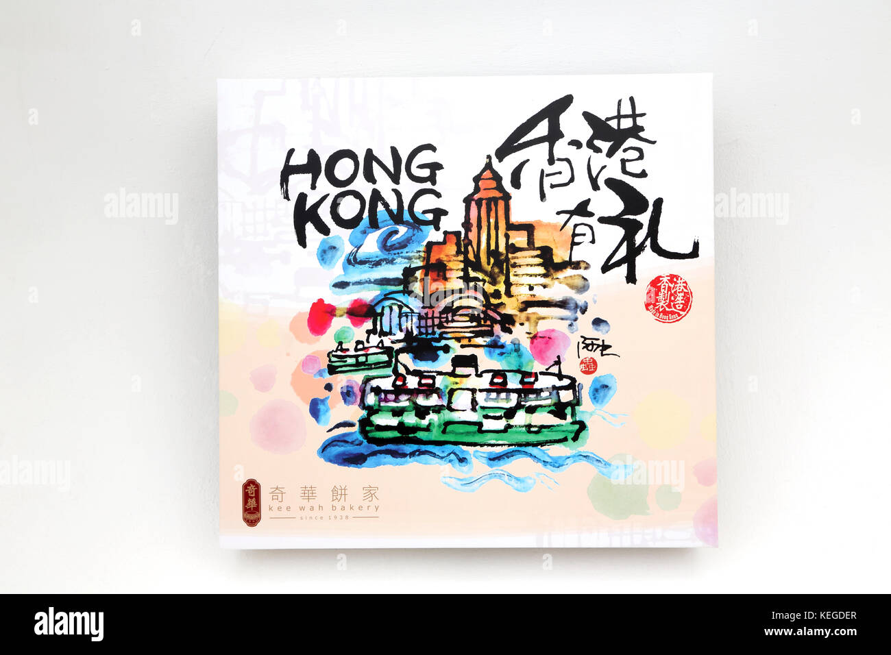 Una scatola di biscotti assortiti da Kee Wah panificio di Hong Kong Foto Stock