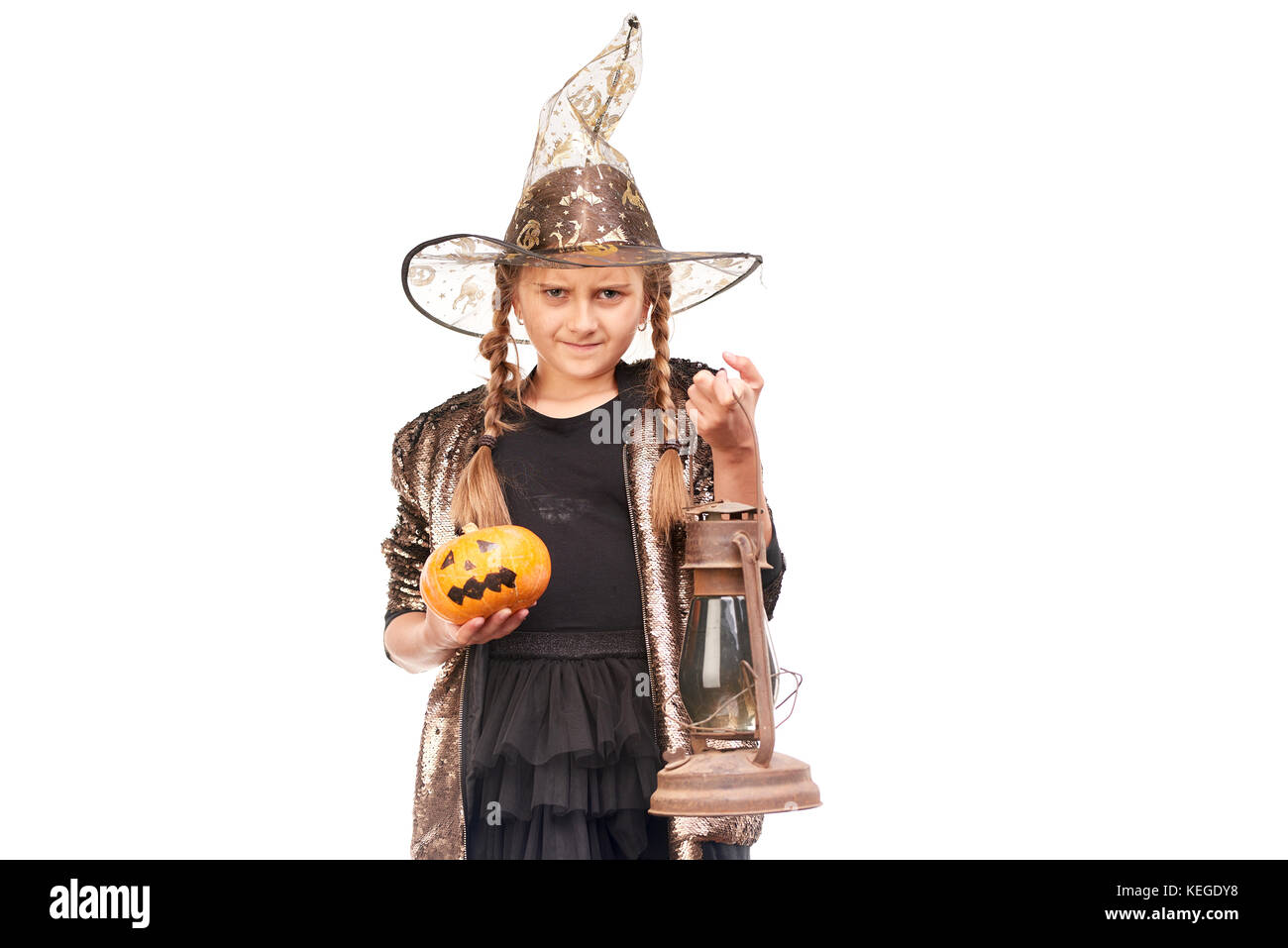 Ragazza celebrare Halloween Foto Stock