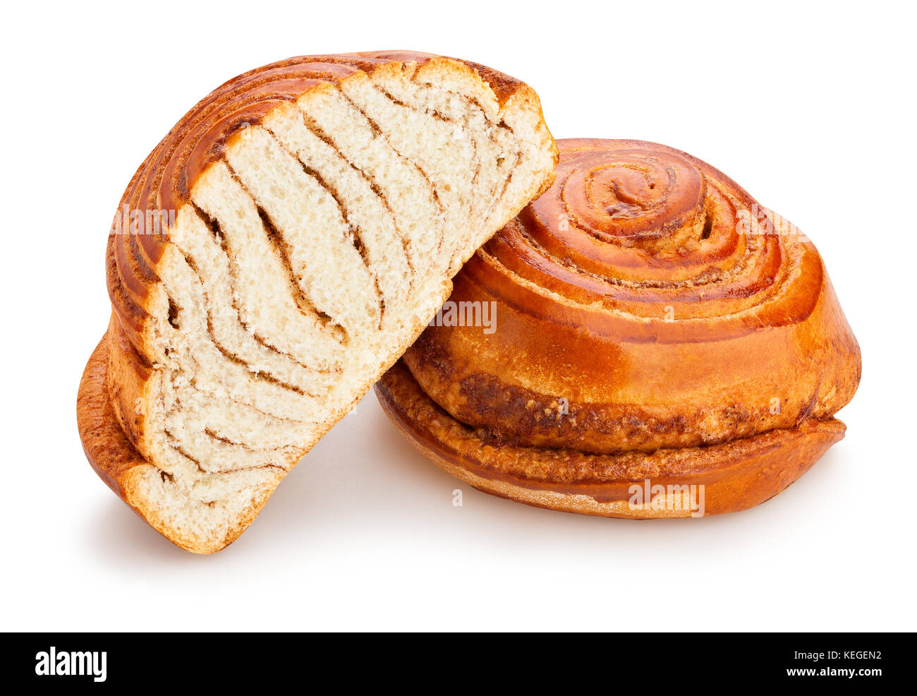 Fette di panini alla cannella percorso isolato Foto Stock