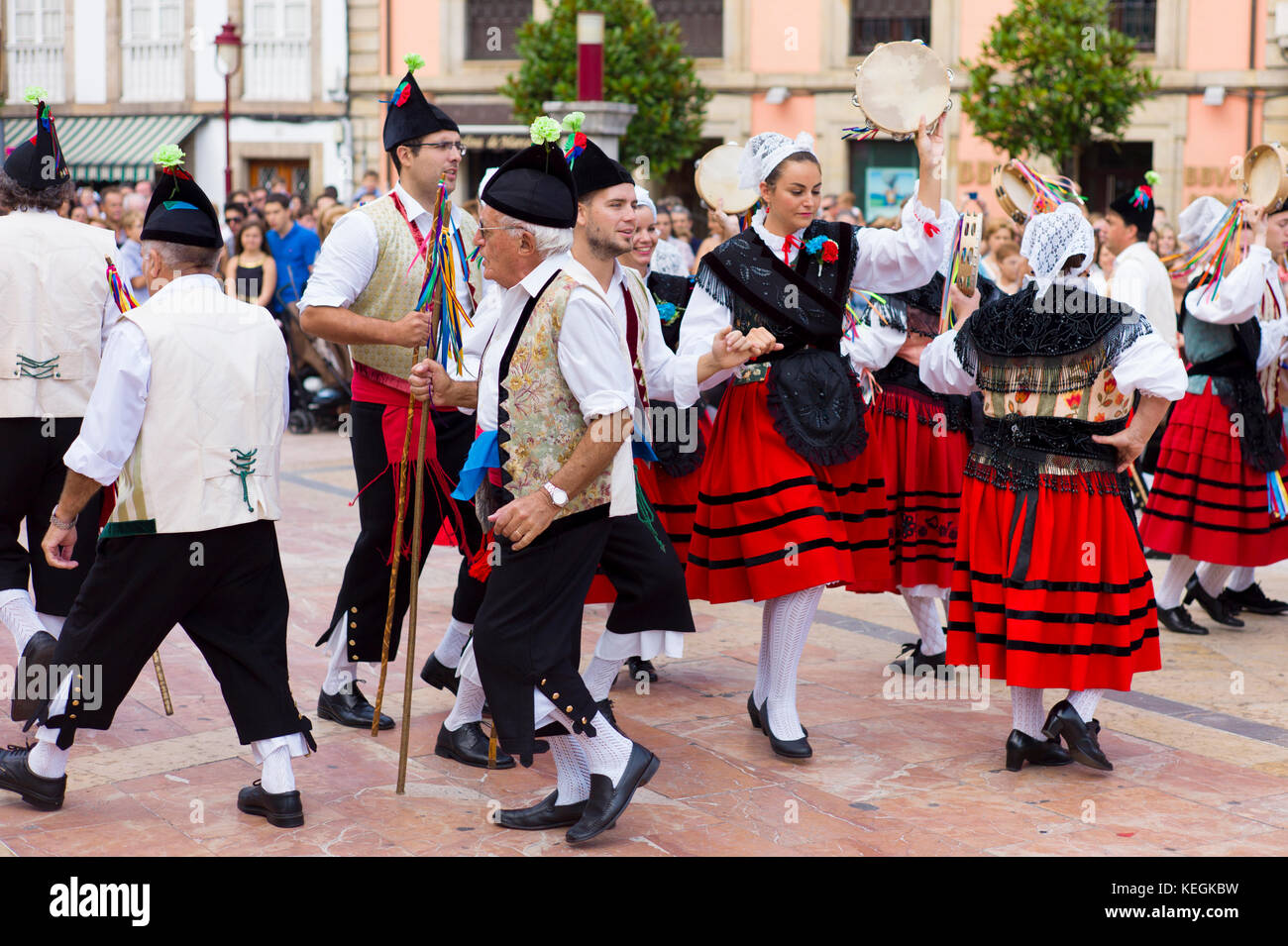 Fiesta tradizionale a Villaviciosa in Asturias, Spagna settentrionale Foto Stock
