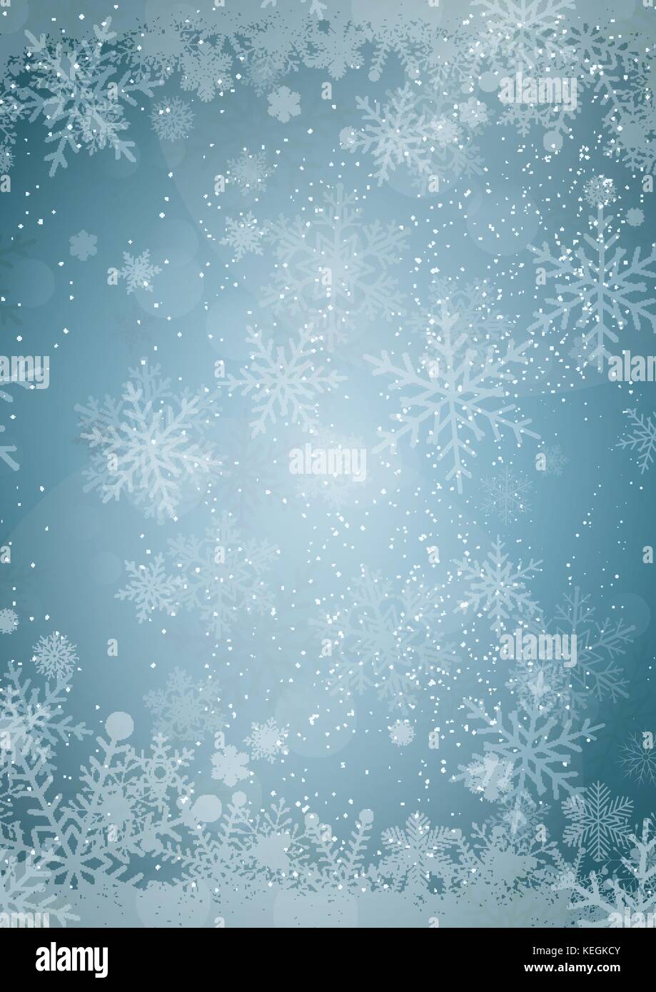 Il fiocco di neve invernale confine con la neve sullo sfondo della carta Illustrazione Vettoriale