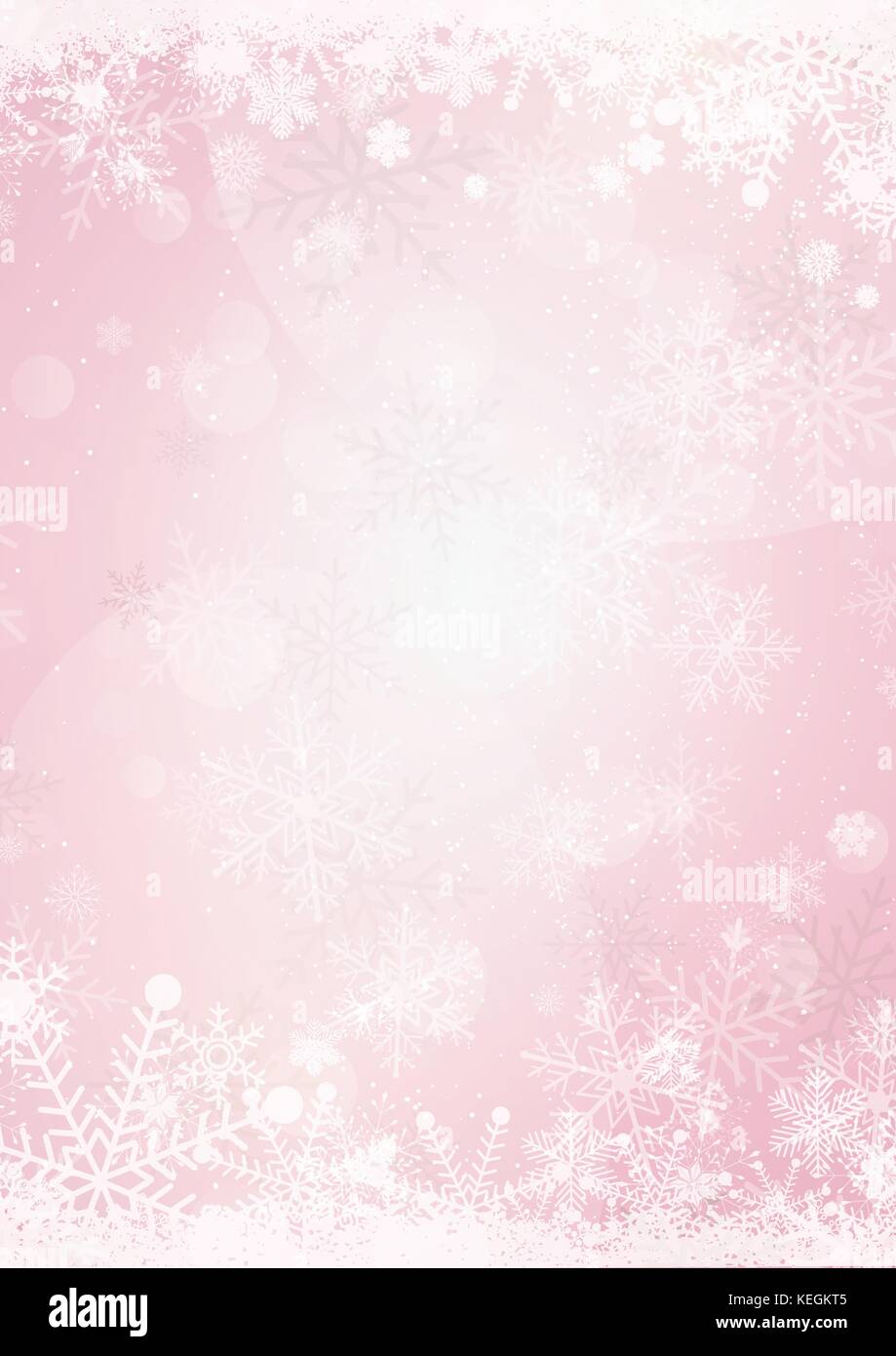 La luce rosa pastello vacanze alla neve sullo sfondo della carta Illustrazione Vettoriale