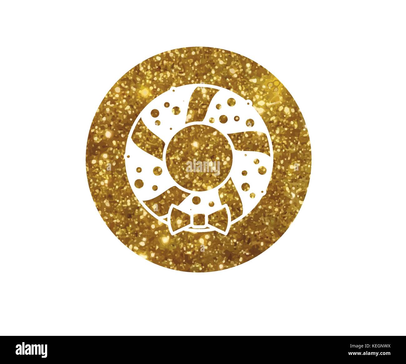 Il vettore golden glitter Natale corona porta decorazione icona linea Illustrazione Vettoriale