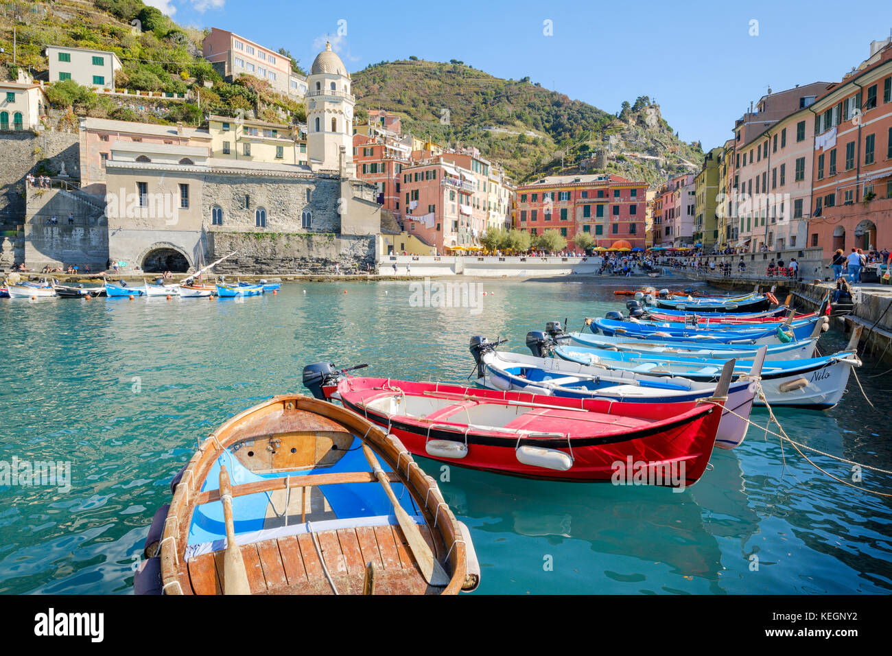 Porto Di Vernazza, Cinque Terre, Liguria, Italia Foto Stock