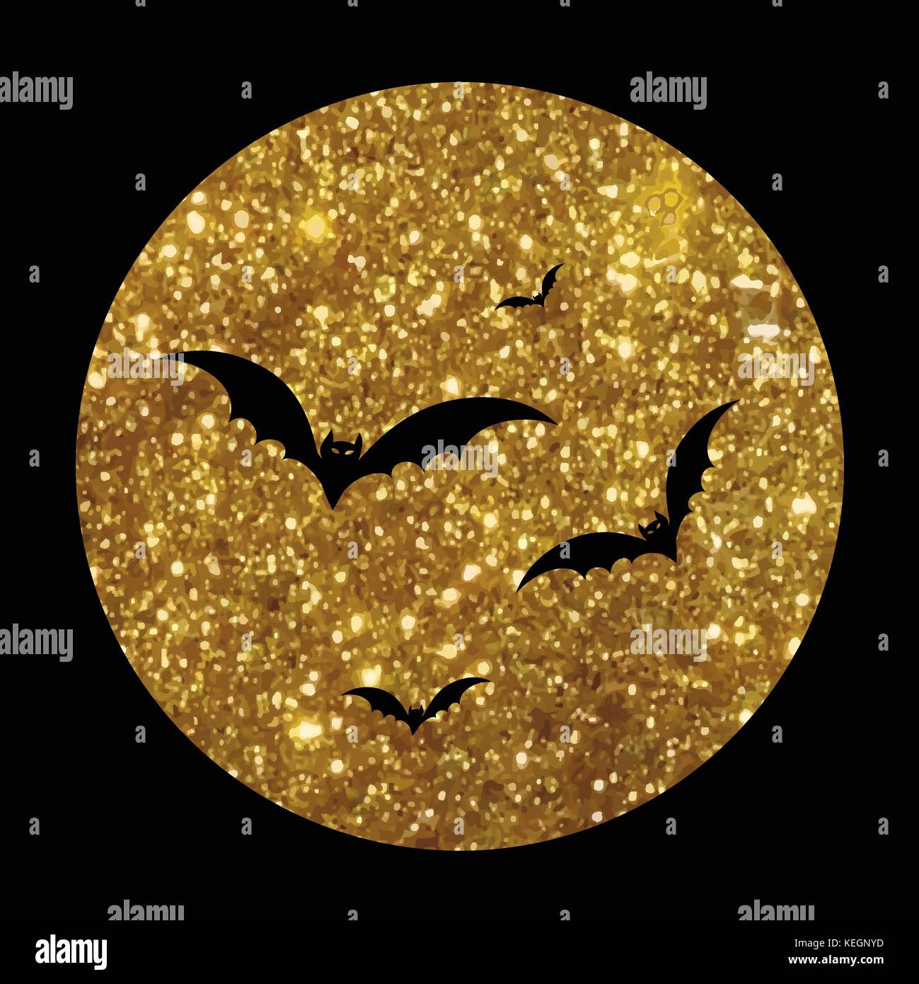 Il golden glitter halloween elemento di design icona bat Illustrazione Vettoriale