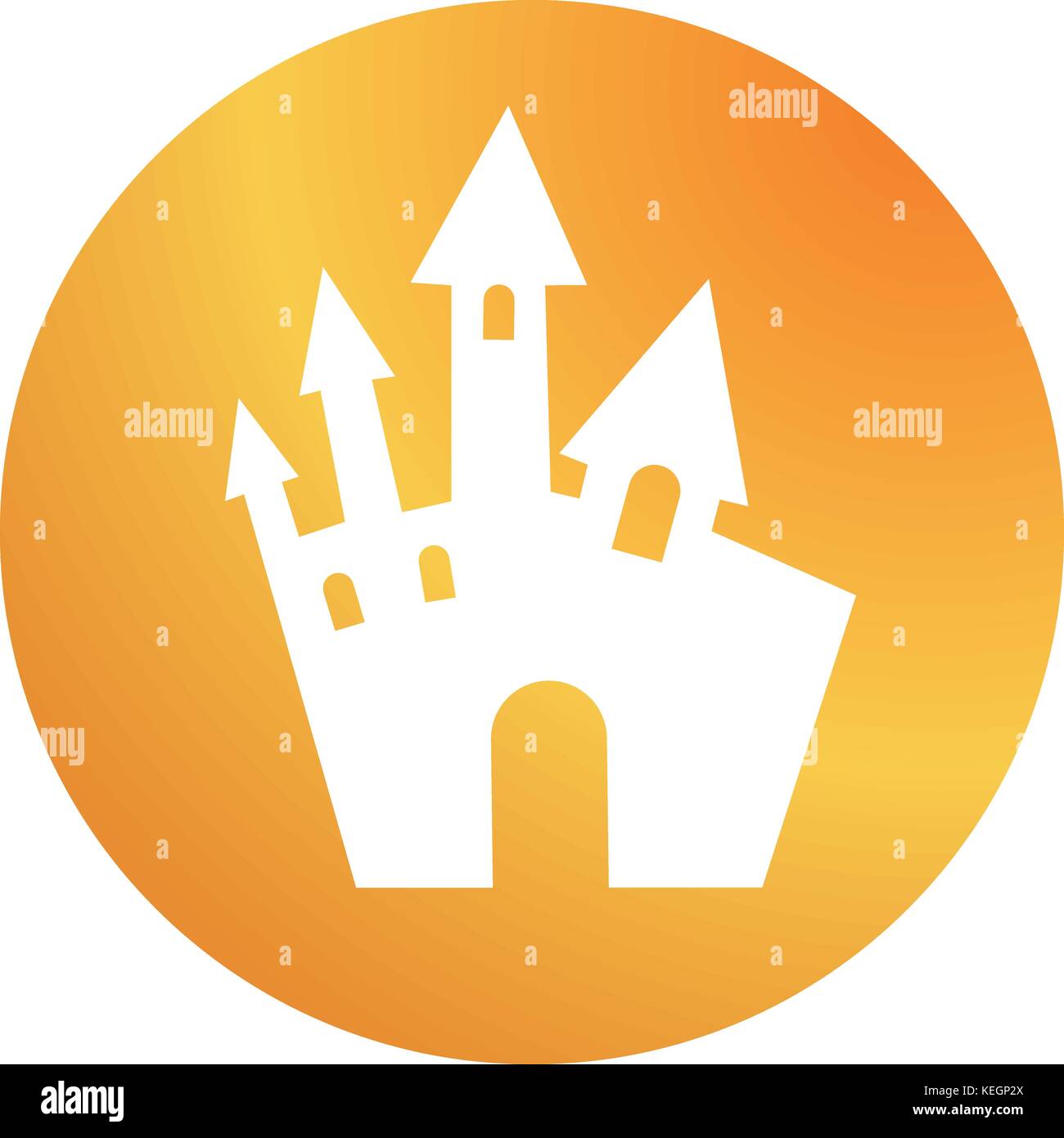 Cerchio arancione di gradiente di halloween elemento di progettazione edificio del castello icona Illustrazione Vettoriale