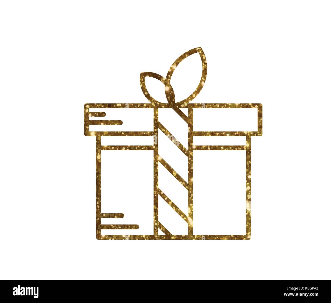 L'isolato di glitter golden Holiday Gift Box icona Illustrazione Vettoriale