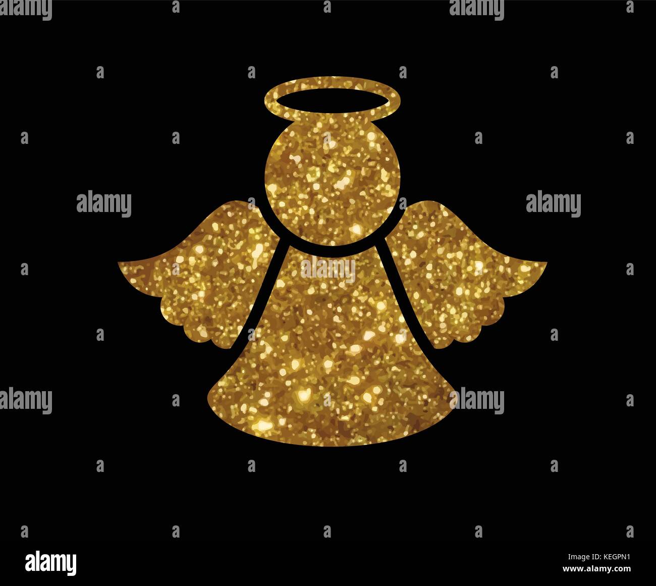 Il vettore golden glitter christmas angel icona linea Illustrazione Vettoriale