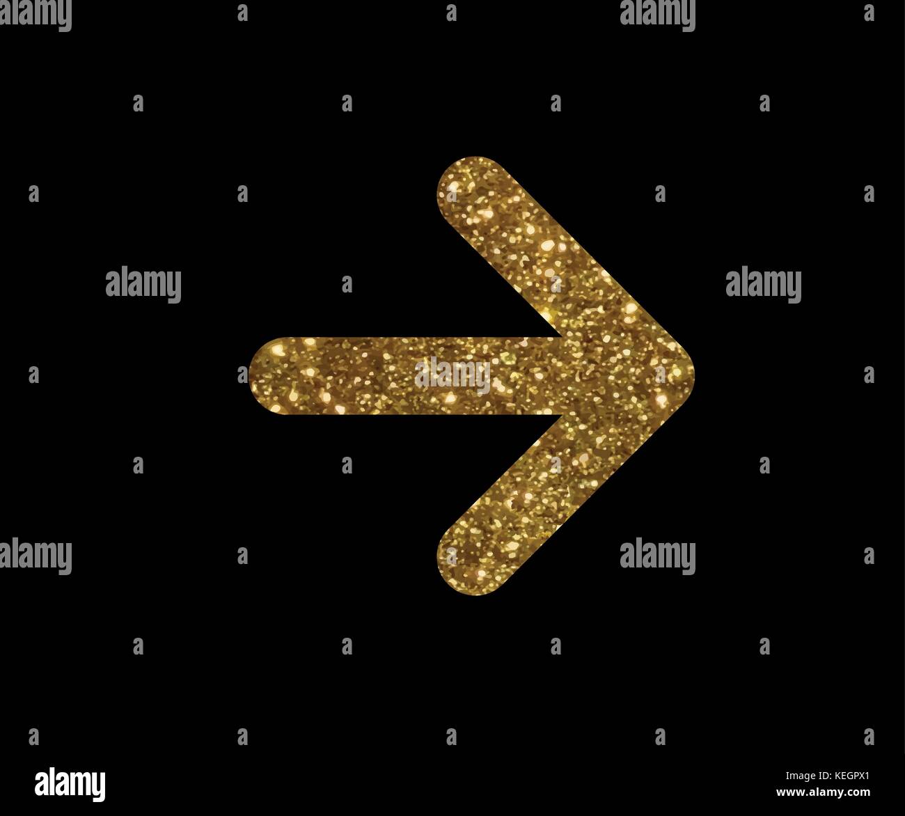 Il glitter golden isolato freccia icona piatta Illustrazione Vettoriale