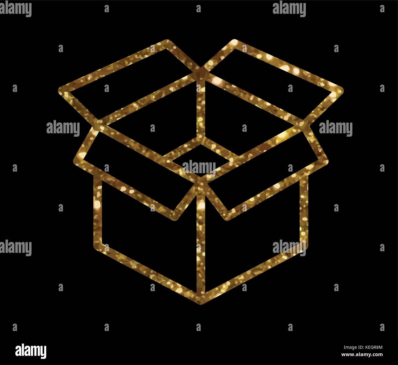 Vettore isolato golden glitter consegna scatola di spedizione icona linea Illustrazione Vettoriale