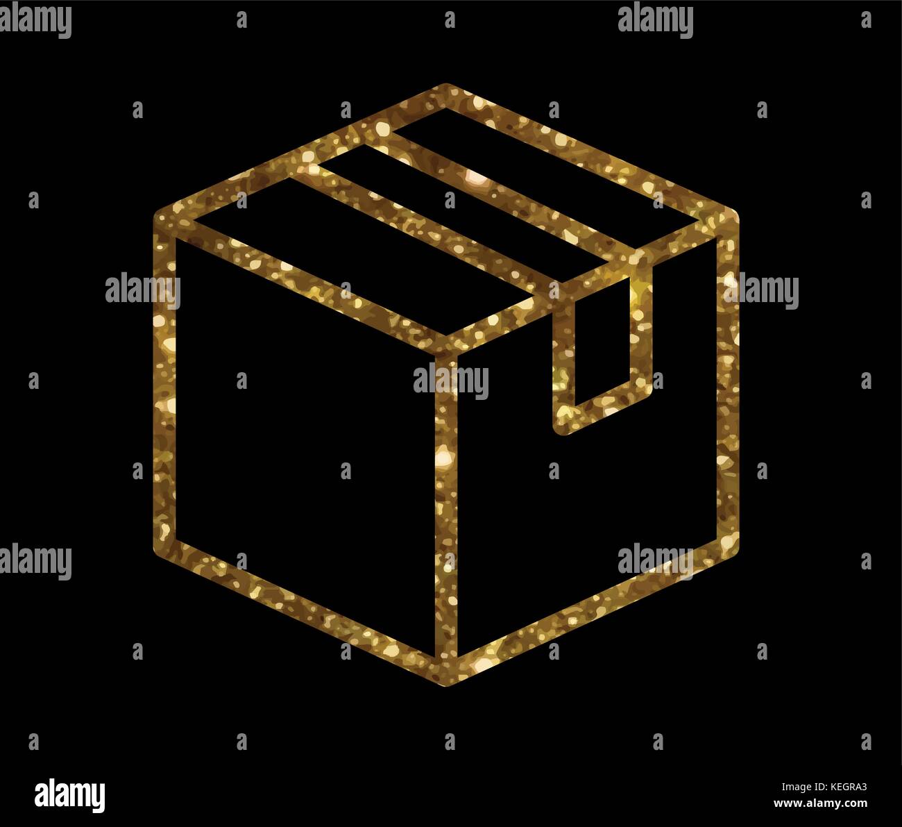 Vettore isolato golden glitter consegna scatola di spedizione icona linea Illustrazione Vettoriale