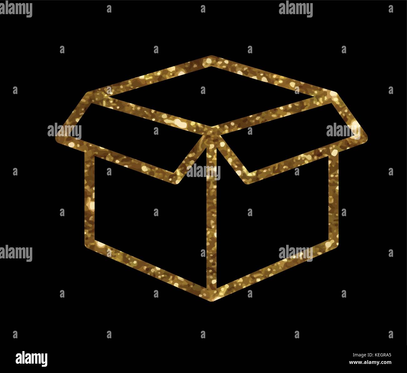 Vettore isolato golden glitter consegna scatola di spedizione icona linea Illustrazione Vettoriale
