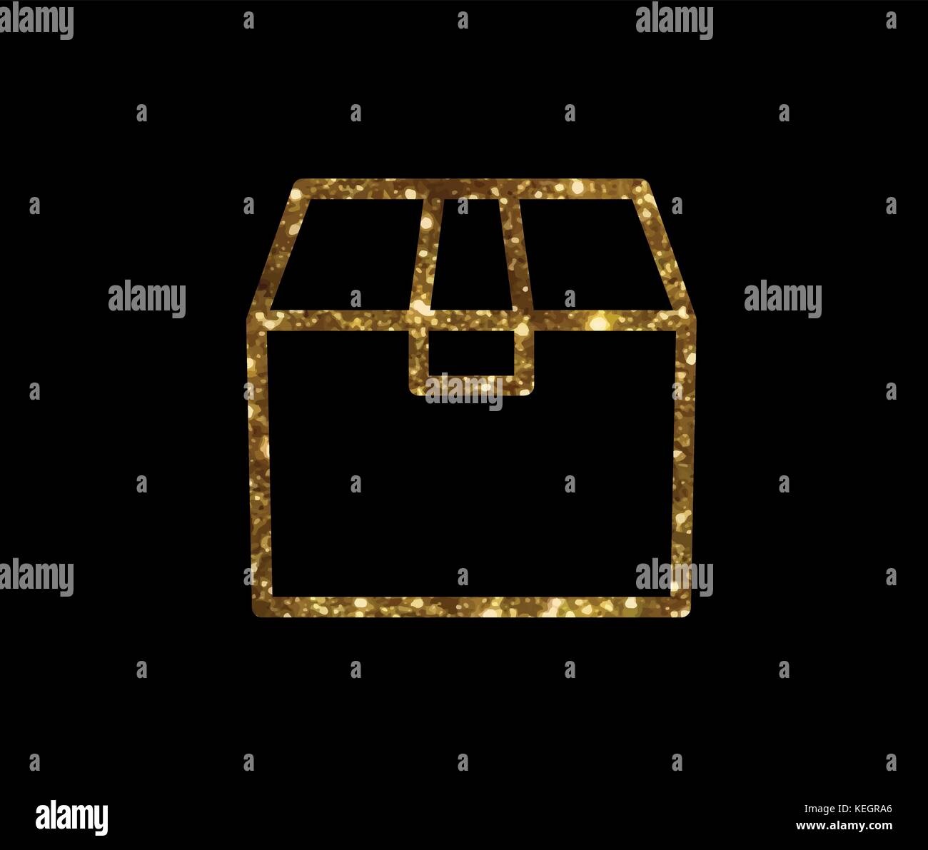 Vettore isolato golden glitter consegna scatola di spedizione icona linea Illustrazione Vettoriale