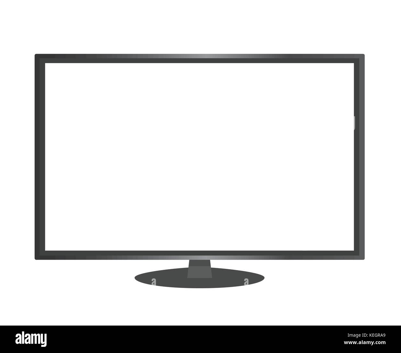 Il vettore isolato di colore nero con rapporto di visualizzazione 16:9 wide screen computer monitor con schermata bianca vuota Illustrazione Vettoriale