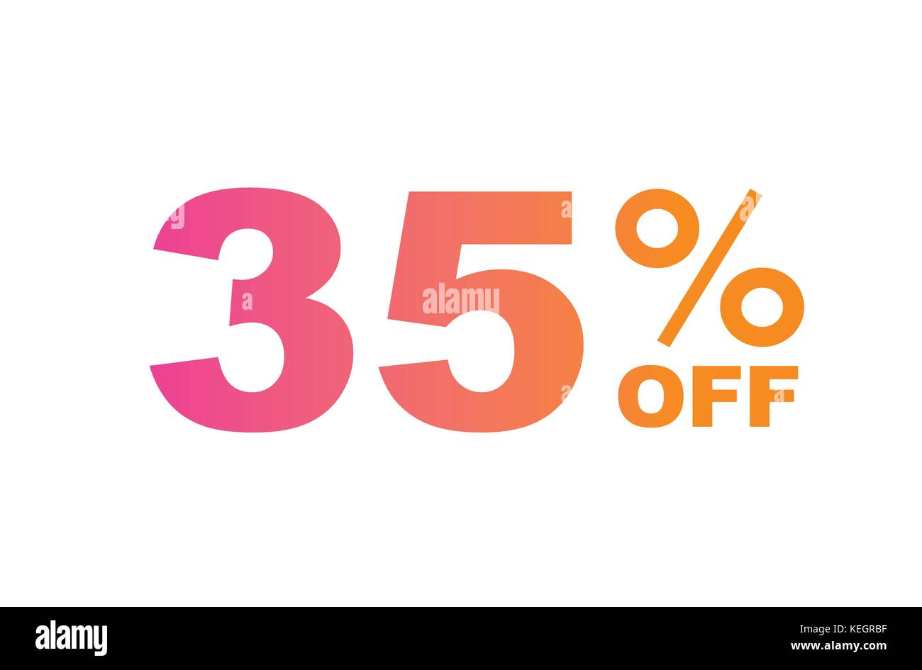 Il vettore gradiente di colore rosa arancione trentacinque percento di sconto testo parola Illustrazione Vettoriale