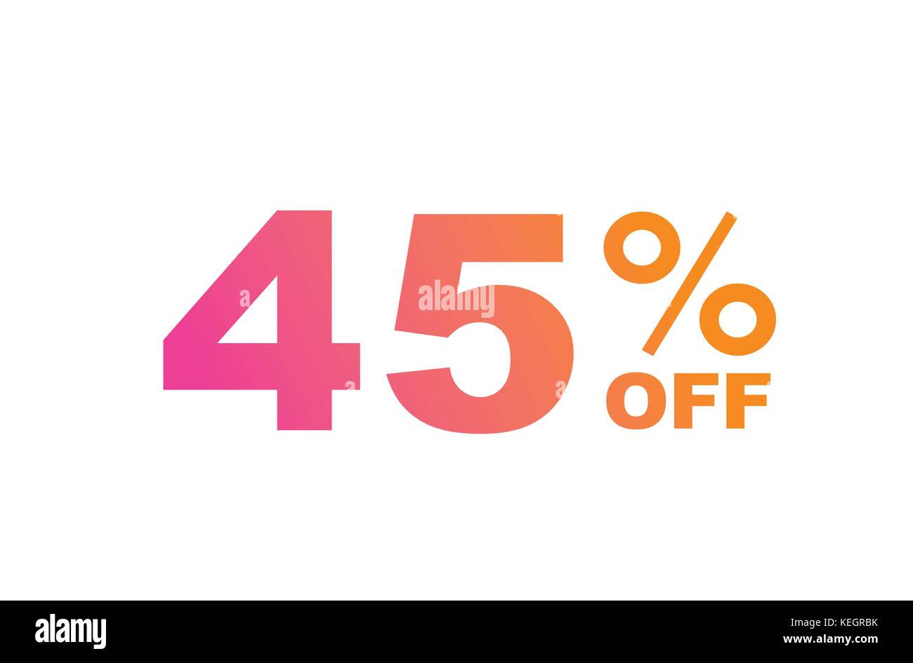 Il vettore gradiente di colore rosa arancione quaranta cinque percento di sconto testo parola Illustrazione Vettoriale