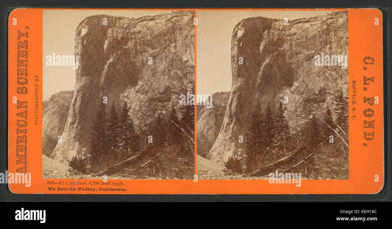 El Capitan, un massiccio monolito di granito nella Yosemite Valley, California, si erge a 3.300 metri di altezza. Questo iconico monumento naturale è rinomato per le sue impressionanti caratteristiche geologiche e le sfide di arrampicata. Foto Stock