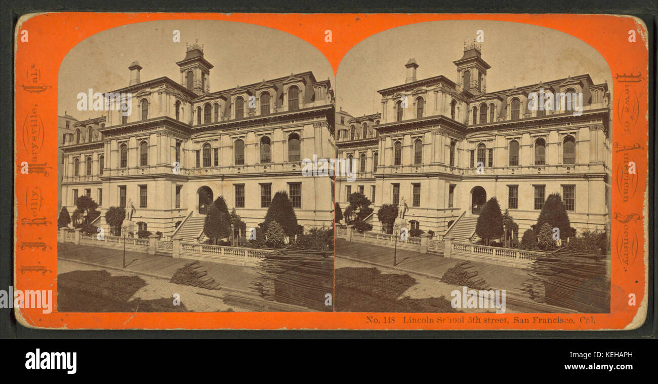 Scuola di Lincoln, 5th Street, San Francisco, Cal, da Robert N. Dennis raccolta di vista stereoscopica Foto Stock