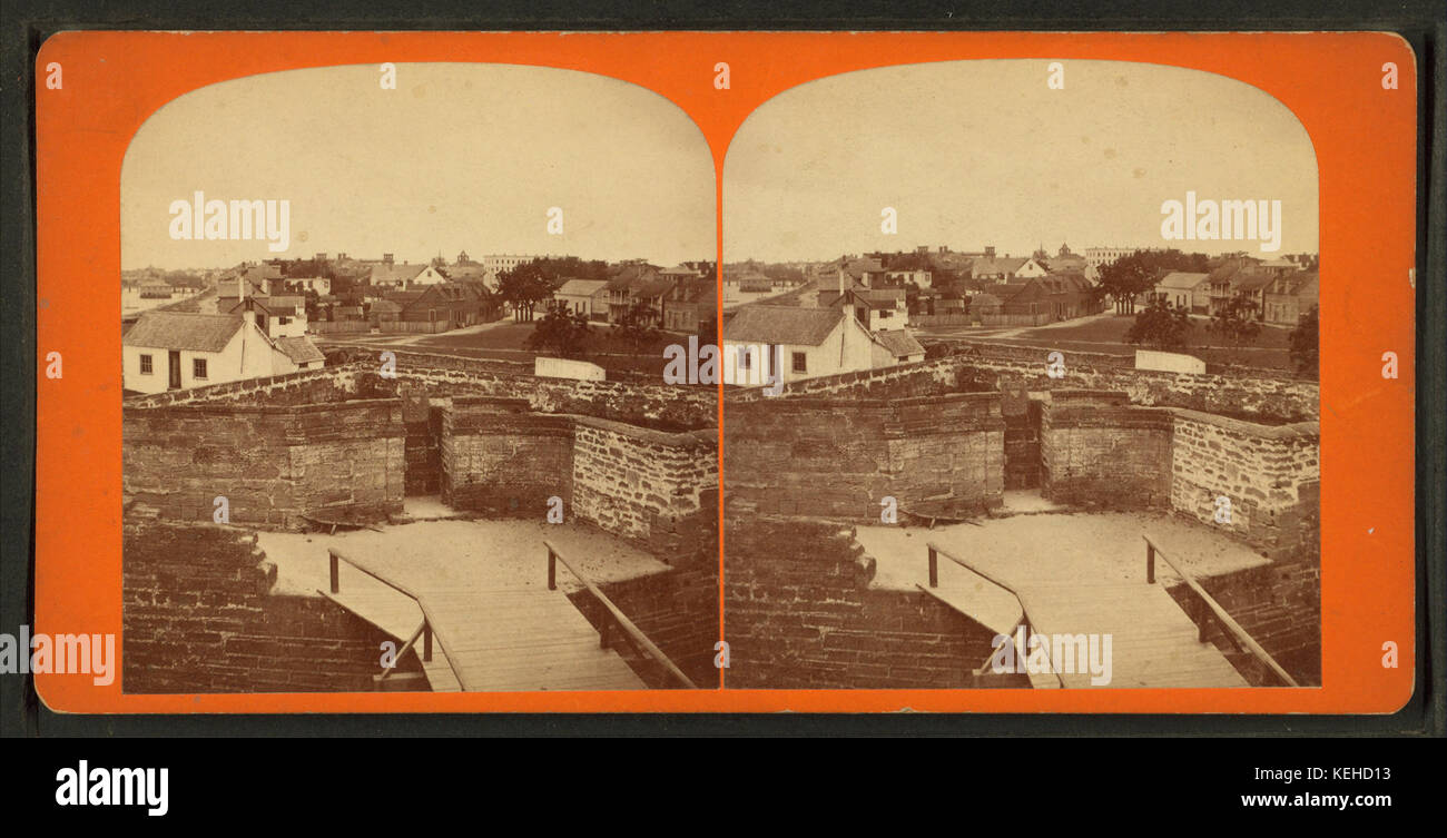 Vista panoramica di sant'Agostino, Florida, preso dalla vecchia fortezza spagnola, e guardando verso sud, da Robert N. Dennis raccolta di vista stereoscopica Foto Stock