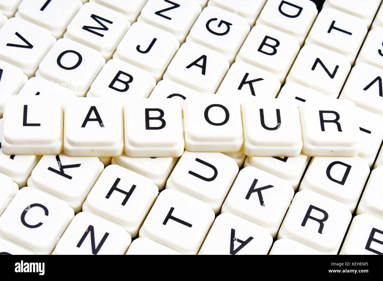Il lavoro di testo parola cruciverba. Lettere dell'alfabeto blocchi texture di gioco dello sfondo. Foto Stock