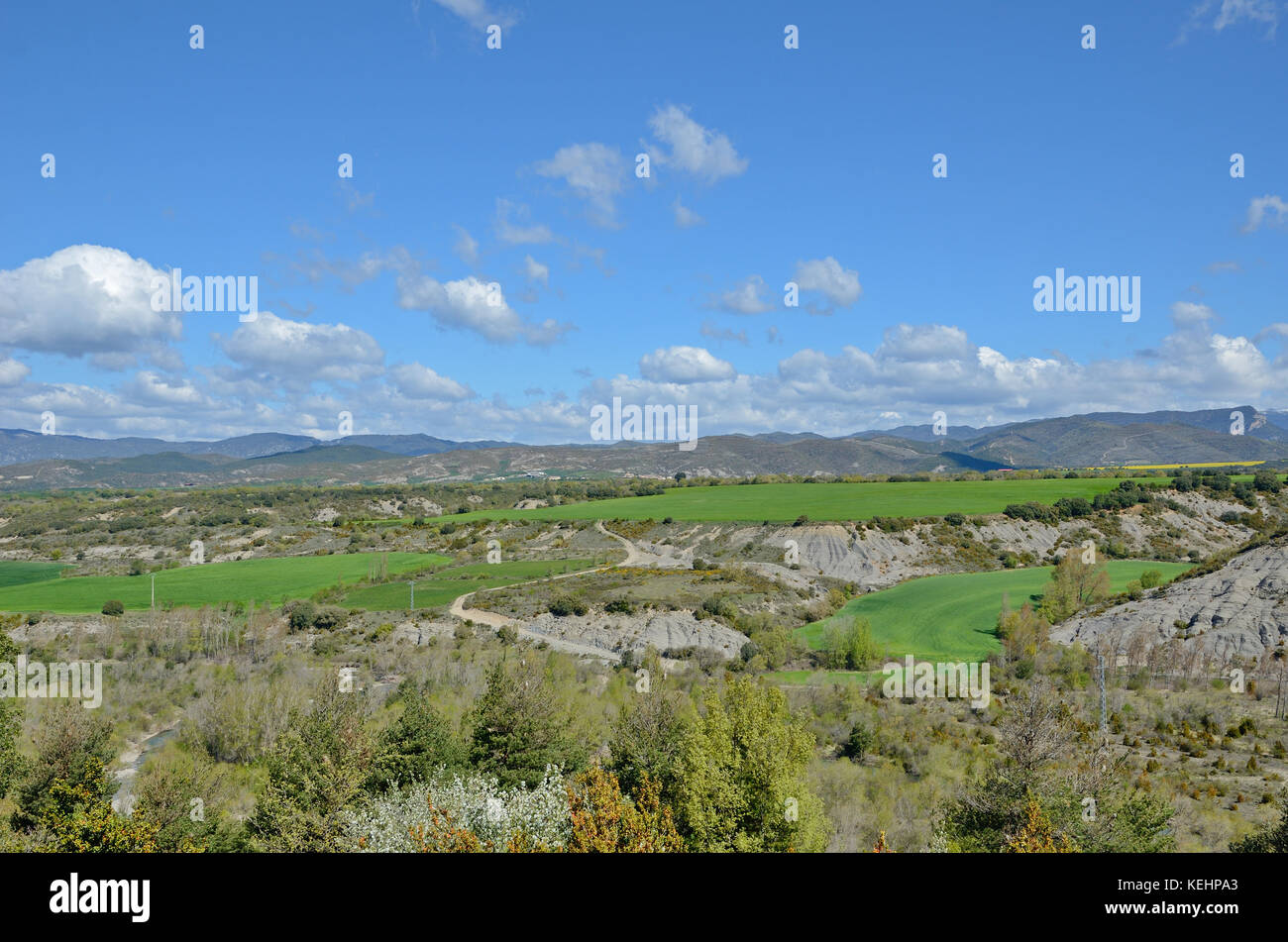 Erosi slaty hill nella regione spagnola navarra Foto Stock