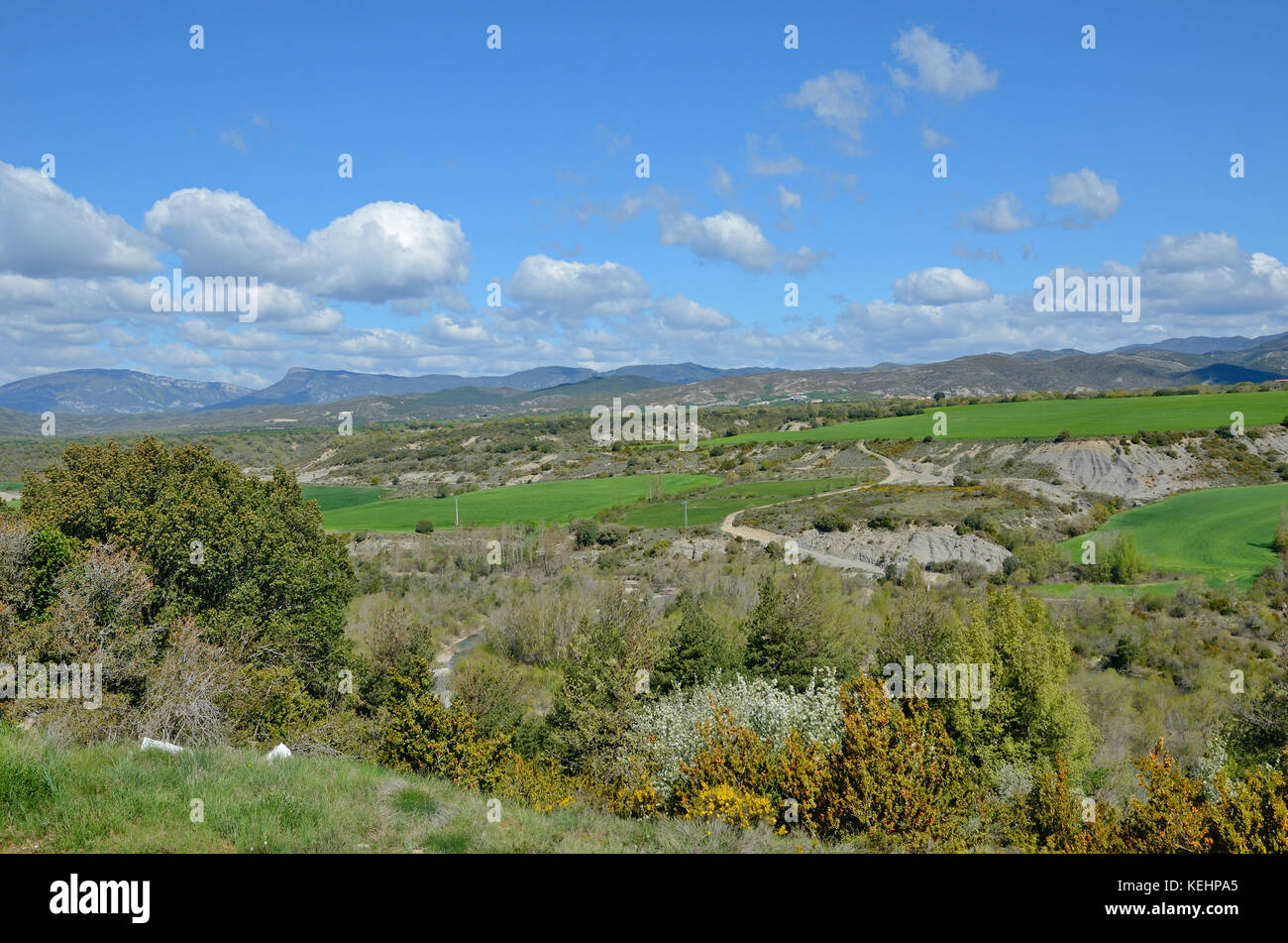 Erosi slaty hill nella regione spagnola navarra Foto Stock