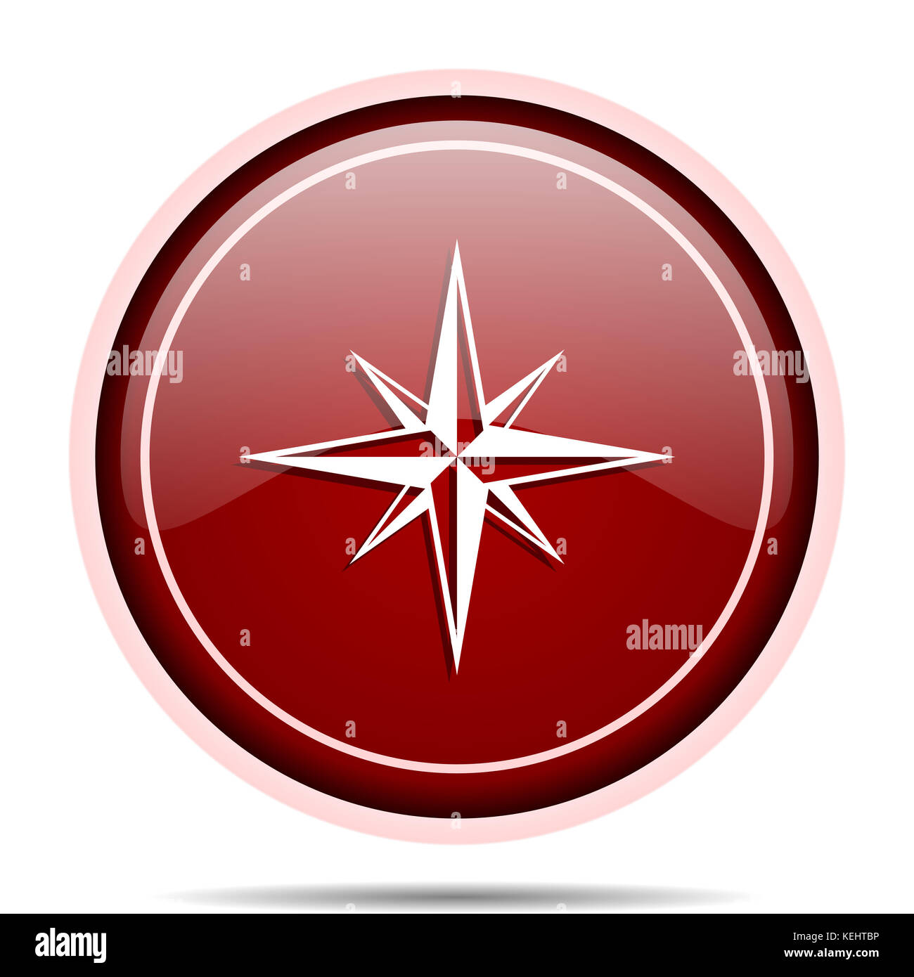 Bussola lucida rossa rotonda icona web. cerchio isolato pulsante internet  per webdesign e le applicazioni dello smartphone Foto stock - Alamy
