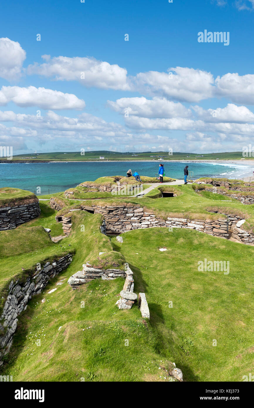 Insediamento neolitico di Skara Brae, Continentale, Orkney, Scotland, Regno Unito Foto Stock