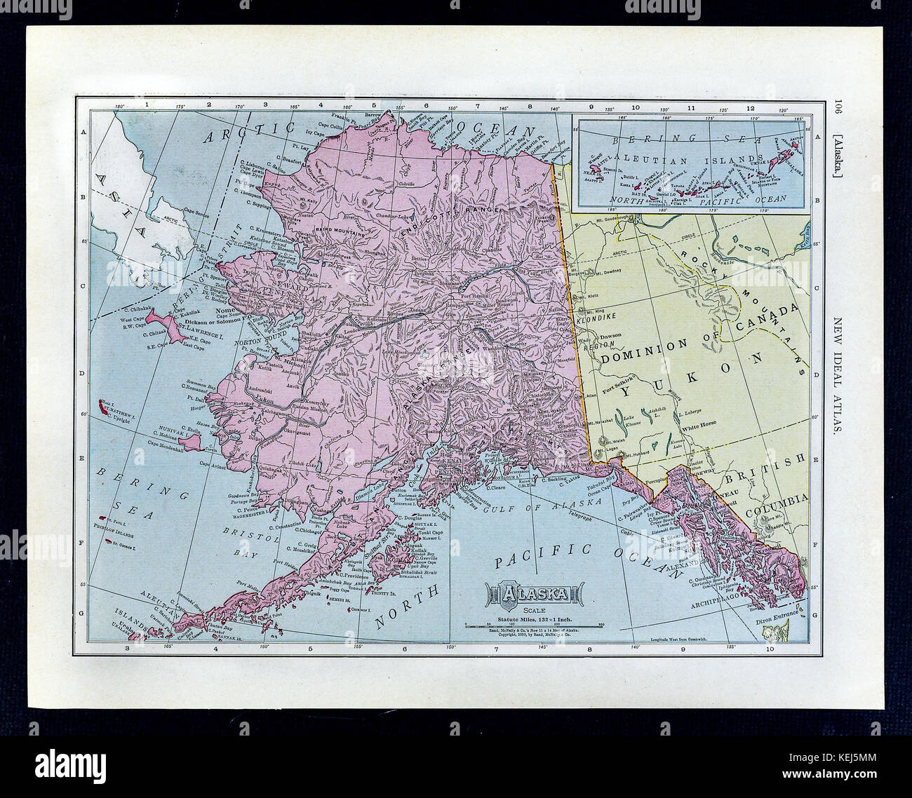 1911 mcnally mappa - Alaska canada juneau sitka klondike yukon dawson Foto Stock