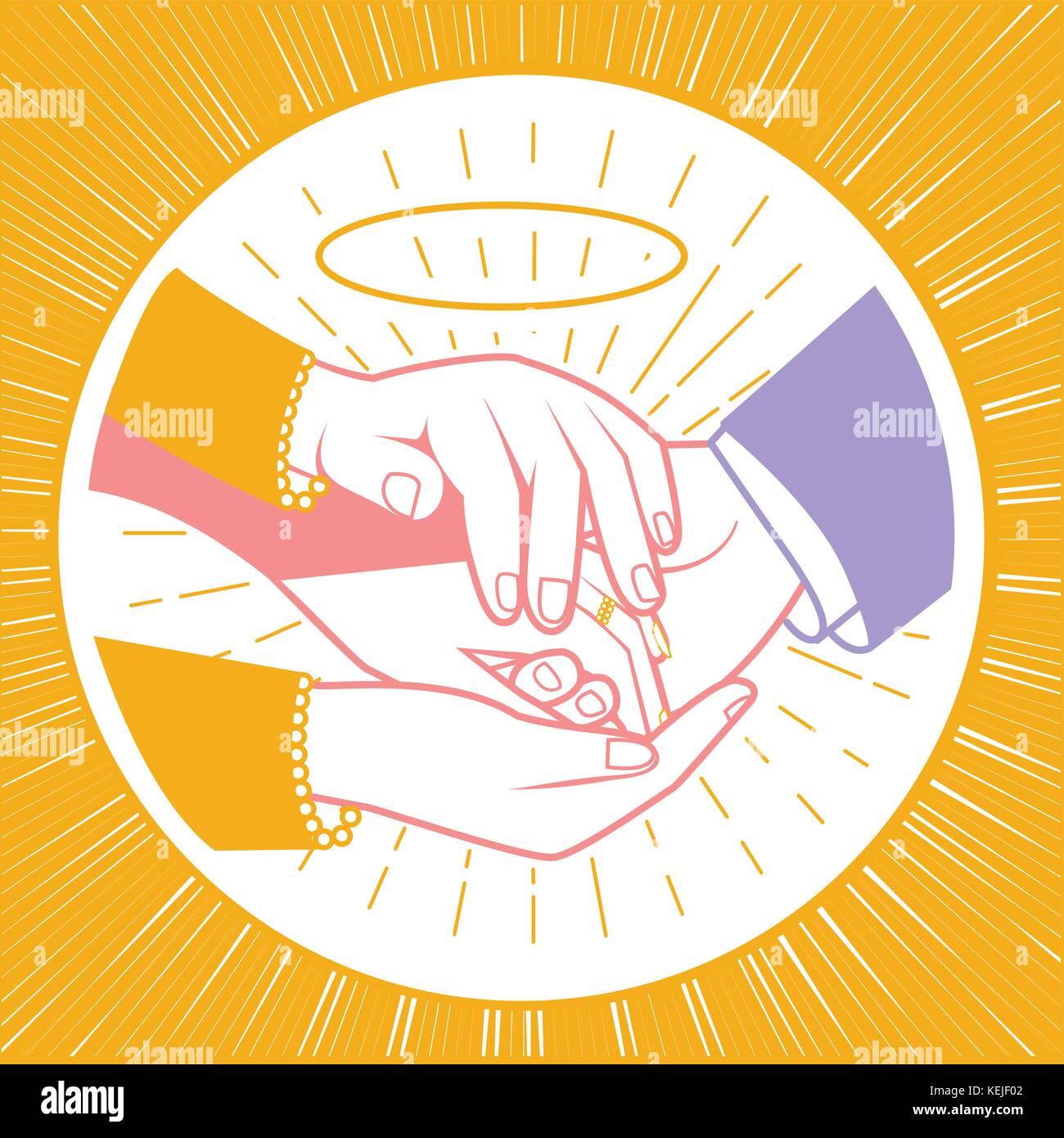 Concetto Della Benedizione Degli Sposi In Forma Di Madre Le Mani Che Benedicono Le Mani Degli Sposi Novelli Icona In Stile Lineare Immagine E Vettoriale Alamy