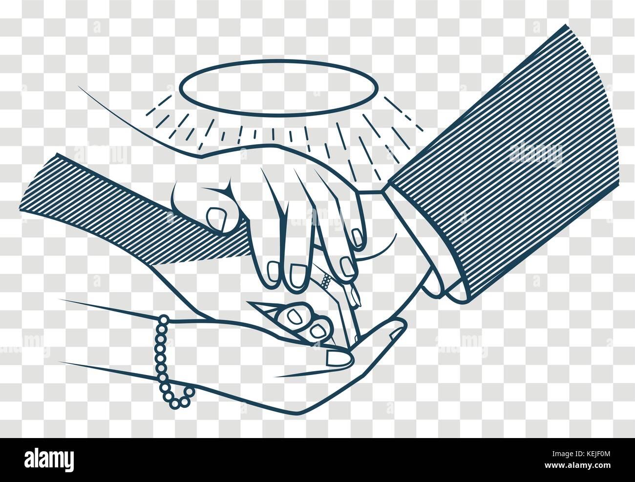 Concetto Della Benedizione Degli Sposi In Forma Di Madre Le Mani Che Benedicono Le Mani Degli Sposi Novelli Icona Silhouette In Stile Lineare Immagine E Vettoriale Alamy